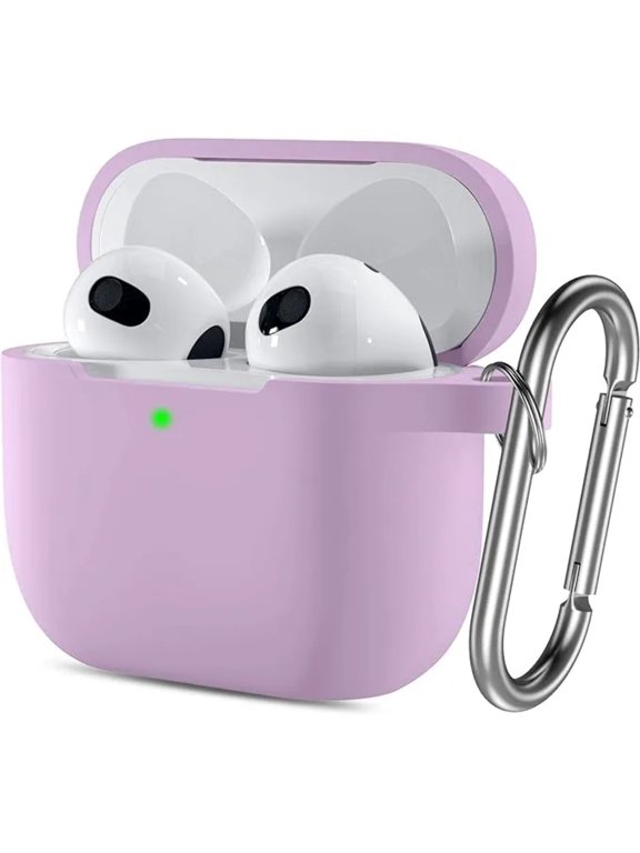 Silicone Cover Case with Keychain for AirPods 3, Purple