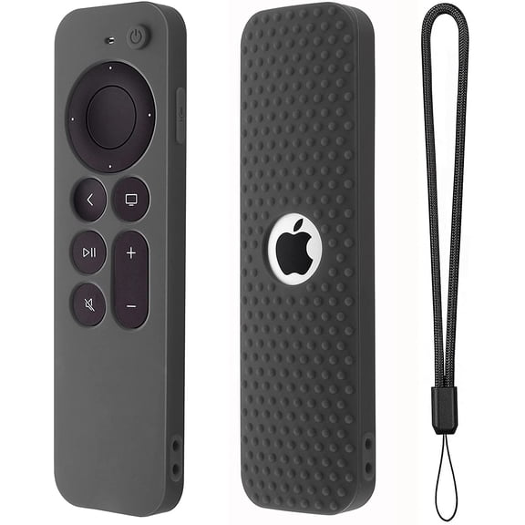 Silicone Cover Compatible with Apple TV Siri Remote 3rd 2023 Shockproof Protective Case for Apple TV 4K 2nd 2021 Remote Sleeve with Lanyard(Dark Gray)