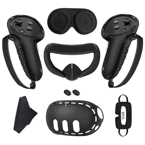 Silicone Cover Set Accessories for Meta/Oculus Quest 3, VR Protective Cover Includes Controller Grips, Front Shell Headset Cover and Face Cover, Lens Protector, Gift for Christmas