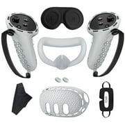 Silicone Cover Set Accessories for Meta/Oculus Quest 3, VR Protective Cover Includes Controller Grips, Front Shell Headset Cover and Face Cover, Lens Protector, Gift for Christmas