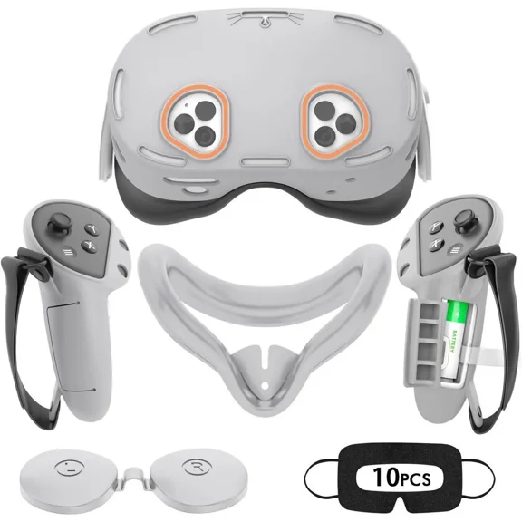 Silicone Cover Set Compatible with Oculus/Meta Quest 3S, VR Accessories for Meta Quest 3S, Protective Cover Set Includes Controller Grip Cover, Face Cover, VR Shell Cover