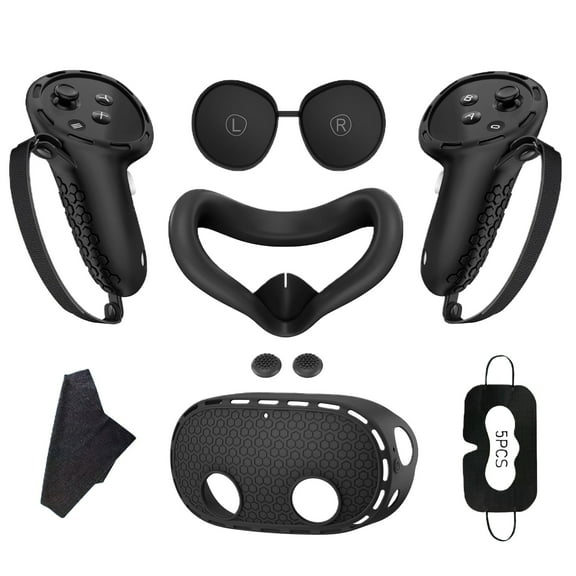 Silicone Cover Set Compatible with Meta Quest 3s, Face Cover, VR Shell Cover,Touch Controller Grip Case,Camera Lens Protector Set