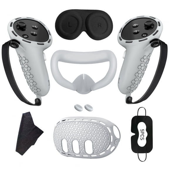 Silicone Cover Set for Meta Quest 3, 7 Pcs - Sweatproof & Anti-Slip Grip Covers, Facial Interface & Headset Shell | Anti-Dust & Fingerprint Protection, Improves Comfort & Control | Easy Installation