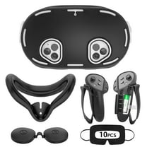 Silicone Cover Set for Oculus/Meta Quest 3S/Edition, VR Accessories for Meta Quest 3S, Protective Cover Set Includes Controller Grip Cover, Face Cover, VR Shell Cover (Black)