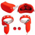 thumbnail image 1 of Silicone Cover Set for Oculus Quest 2, Protective Cover Include Front Shell Cover and Controller Grip Cover, Face Cover, Lens Protector Cover, Shakes Stick Caps,Red, 1 of 7