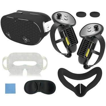 Silicone Cover for Meta Quest 3S, VR Protective Cover for Quest 3 Accessories, Soft Shell Skin, Face, Eyes & Lens Cover, Controller Grips Set (Black)