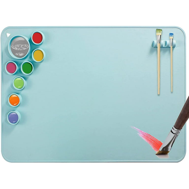 Silicone Craft Mat, Nonstick Silicone Painting Mat 20x 16 Large Silicone Art Mat with Cleaning Cup and Paint Holder, Multipurpose Silicone Craft