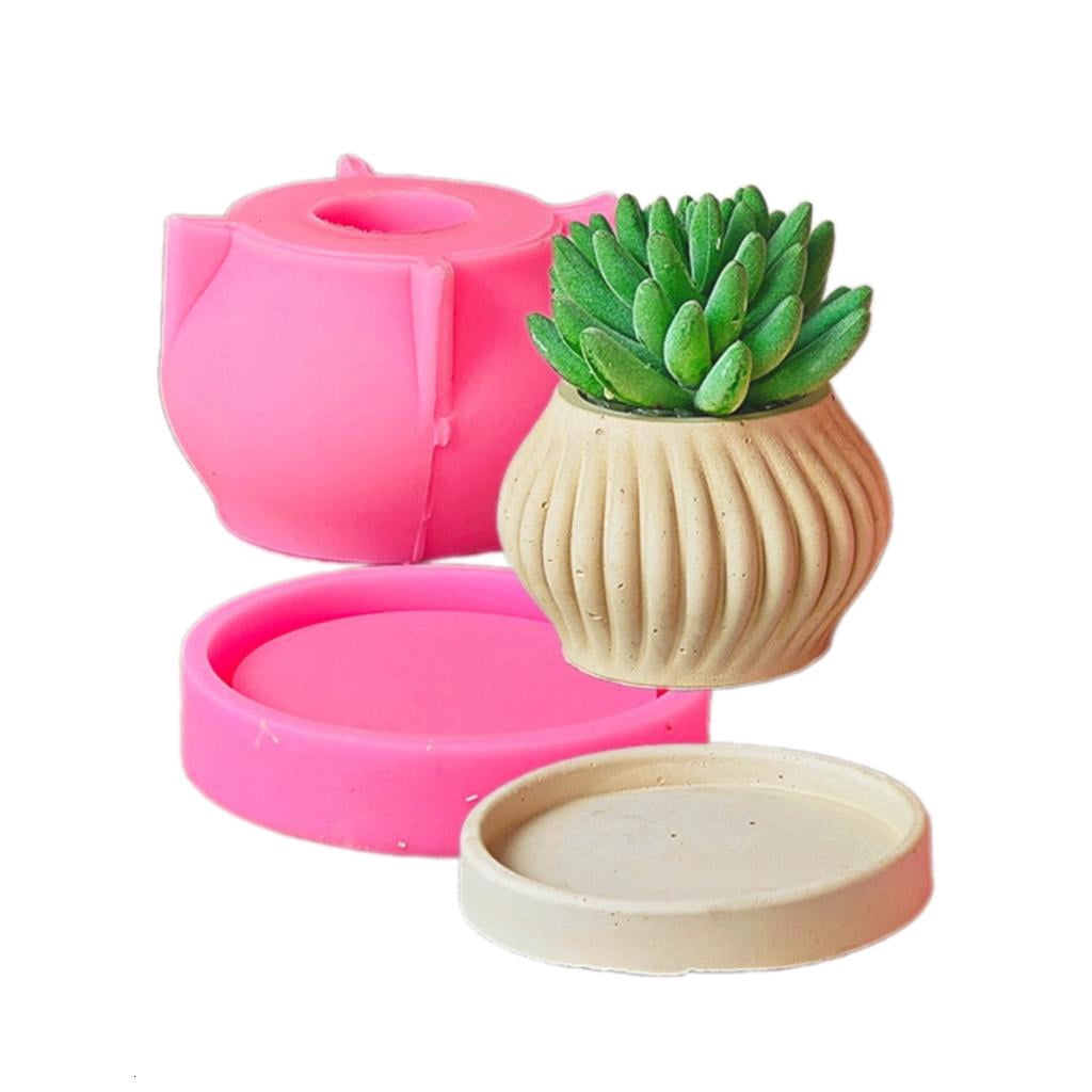 Flowerpot Mold Silicone Clay Striped Pattern Silicone for Hand-Making Concrete Resin Flower Pots