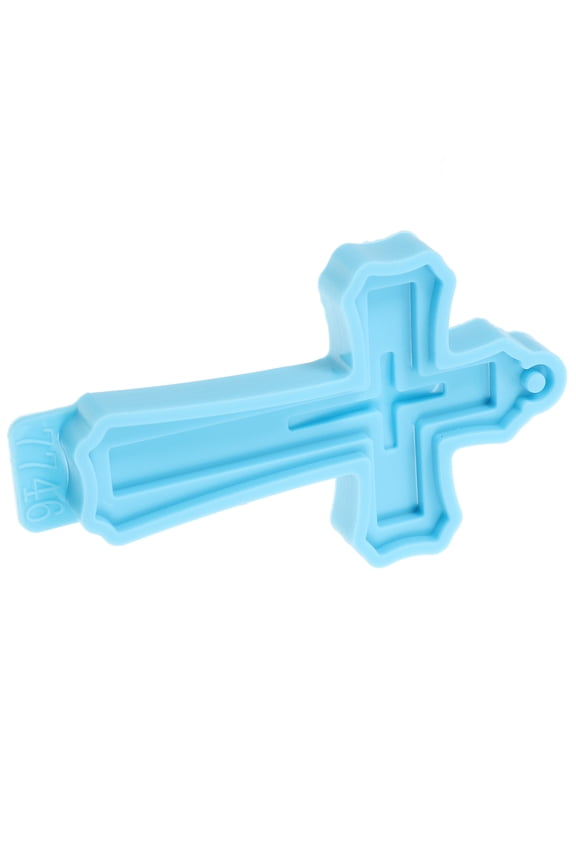 Blue Silicone Cross Mold for DIY Crafts Jewelry Making Safe Flexible Easy to Use and for Kitchen Use 4.5"x3.2"