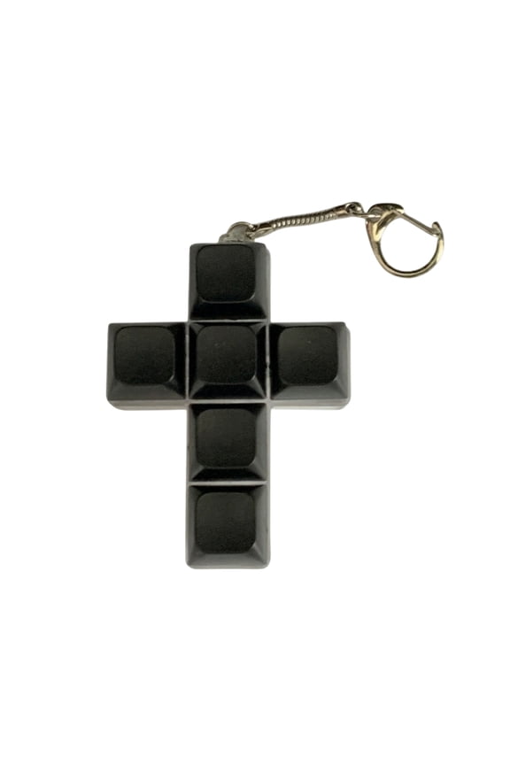Silicone Cross Squeezer Fidget Squishy Keyboard Keys Accessory for Adult Stress Relief, Mechanical Click Feel Sensory Gadget for Office Desk, Keychain Pendant，Black
