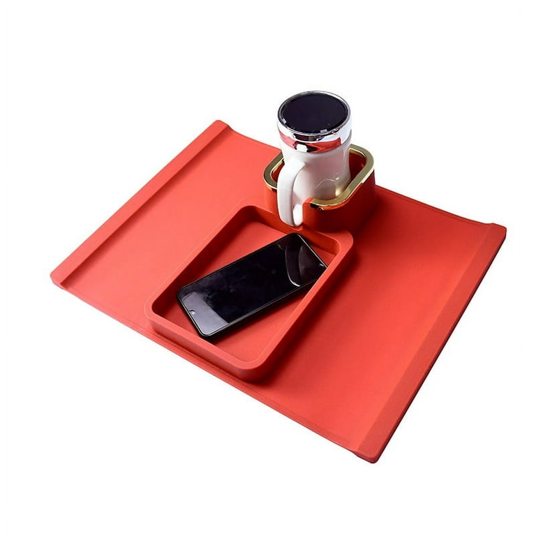 Couch Cup Holder Tray， Silicone Anti-Spill and Anti-Slip Recliner