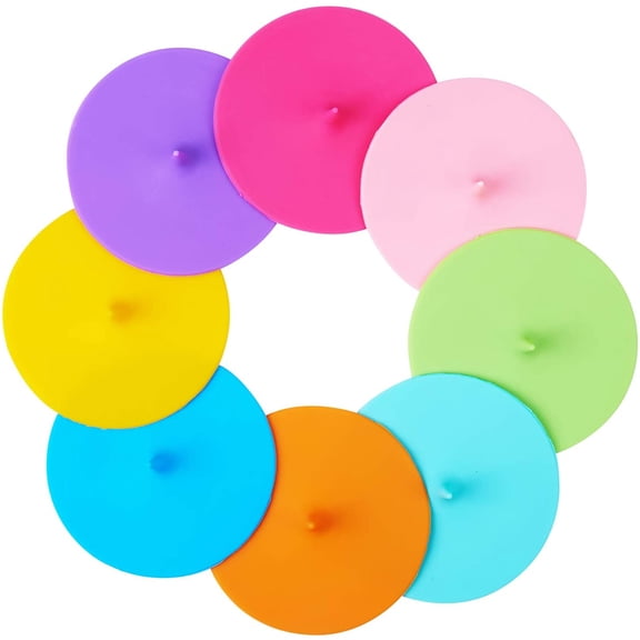 Silicone Cup Lids - Drop Cup Cover 8 Set: Anti-dust Airtight Seal Mug Cover - Silicone Drink Bowl Lids - Hot Cup Lids In Bright Colors-Random Color