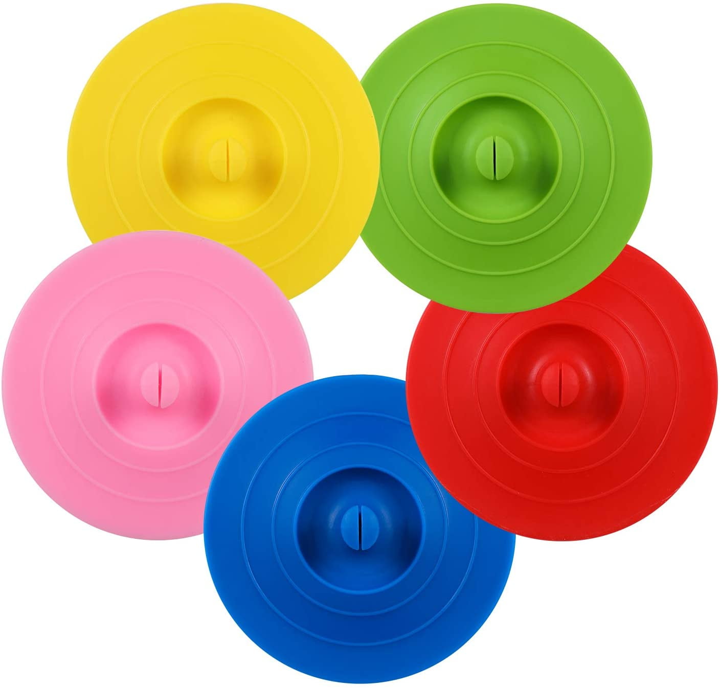Silicone Cup Lids - Circle Cup Cover 5 Set: Anti-dust Airtight Seal Mug ...