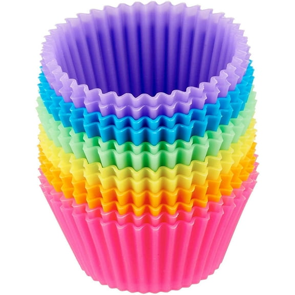 Silicone Cupcake Baking Cups 12 Pack, Heavy Duty Silicone Baking Cups, Reusable & Non-stick Muffin Cupcake Liners Holders