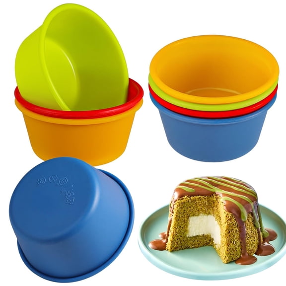 Silicone Cupcake Baking Cups Set Of 8  Air Fryer Muffin Pan Liners Reusable Large Individual Tin 3.5 Inch Mini Cake Salad Dressing Container Bpa Free