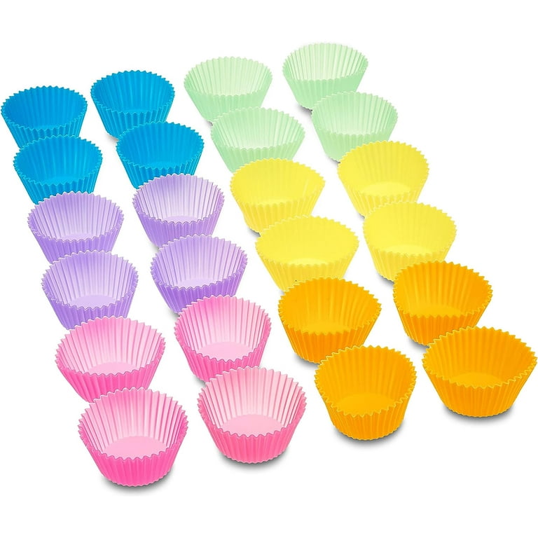 24 Pack Silicone Baking Cups Reusable Muffin Liners Non-Stick Cup Cake Molds Set Cupcake Silicone Liner Standard Size Silicone Cupcake Holder