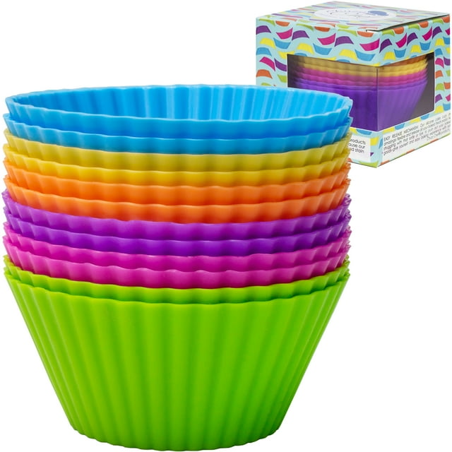 Silicone Cupcake Liners Baking Cups, Assorted Colors, Vibrant Muffin