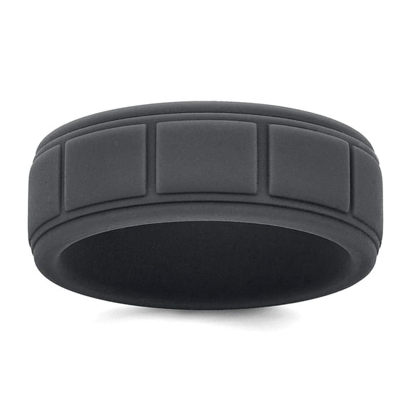 Silicone Dark Gray 8mm Grid Pattern Band Size 11 Ring for Women and Men