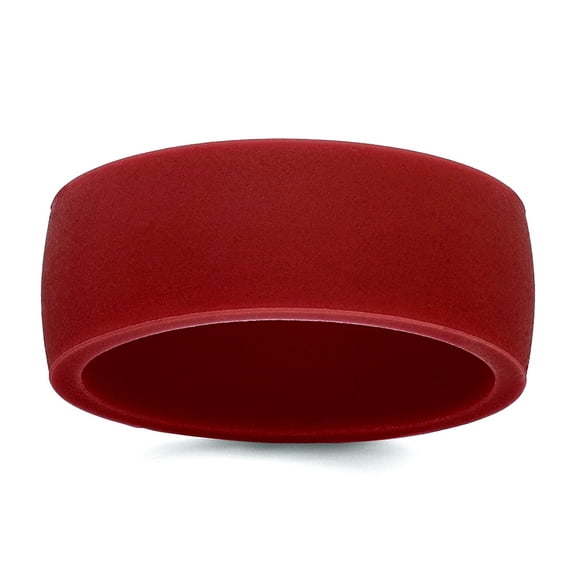 Silicone Dark Red 8.70mm Flat Edge Band Size 8 Ring for Women and Men