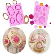 Silicone Decorative Mold Set Photo Frame + Rose Multi-Size 3D Shapes Easy Demolding DIY
