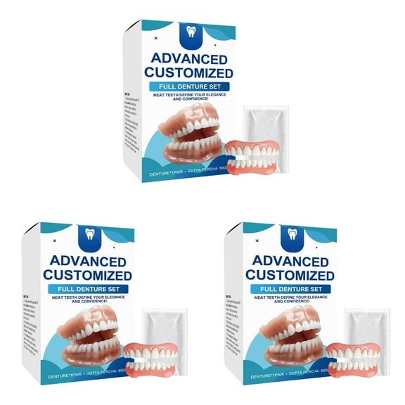 Silicone Dentures,Advanced Full Denture Set, Silicone Matching Set,Upper and Lower Denture Set 1/2/3/4/5/6 Pack