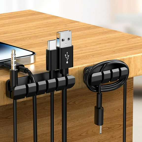 Silicone Desktop Cable Organizer, 3PC Magnetic Cable Clips & Silicon Cable Ties Set, Desk Cord Holder Data Cable Storage, Multi-hole Hub Punch Free Cable Winders, Wire Organizer Keeper