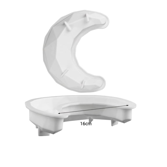 Silicone Diamond Crescent Moon Cake Mold Non-Stick Baking Mousse Pastry Making Tool 6.3 Inch 1 Pack
