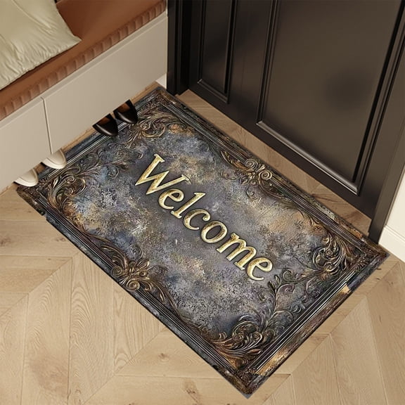Silicone Diatomite-Style Entry Door Mat 16"x24", Vintage Absorbent Non-Slip Floor Mat, Easy Care Water-Absorbent Rug for Bathroom & Entryway,A