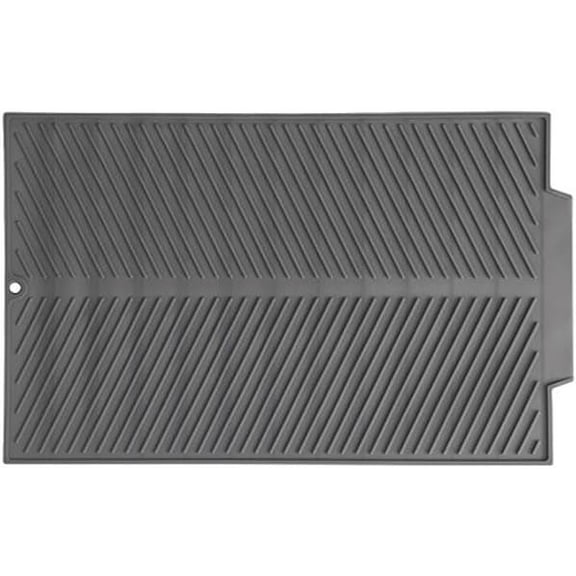Silicone Dish Draining Mat, Eco Friendly Dish Drying Mat Kitchen Counter Anti-Skid and Heat Insulation Pad, Sink Drainer Mat with Dense Drainage Grooves (S (15"×10"))
