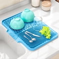 thumbnail image 1 of Silicone Dish Drying Mat with Drain: Multi-Use Non-Slip Pad for Kitchen Sink Side, Countertop, Refrigerator and Drawer. Heat Resistant, Easy Clean, 14.8 x 10.7 Inch, 1 of 7