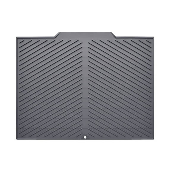 Silicone Dish Drying Mat With Drain Outlet, Large Non-Slip Countertop Protector For Kitchen, Hangable Easy-Clean Drying Rack Liner For Plates And Utensils, gray(33.5 * 43cm)