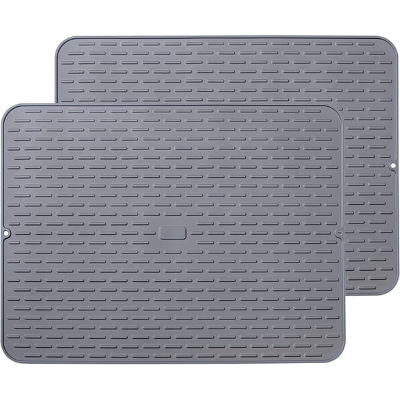 Silicone Dish Drying Mat - Extral Large 24" x 18" - Set of 2 Flexible Rubber Drying Mat, Heat Resistant Silicone Trivet, Countertop Mat, Dish Draining Mat, Sink Mat