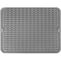 Silicone Dish Drying Mat for Multiple Usage,Easy Clean,Eco-friendly,Heat-resistant Silicone Mat for Kitchen Counter or Sink,Refrigerator or Drawer Liner Grey