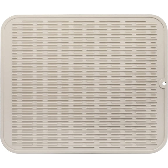Silicone Dish Drying Mat for Multiple Usage,Easy clean,Eco-friendly,Heat-resistant Silicone Mat for Kitchen Counter or Sink,Refrigerator or Drawer Liner Tapioca 2XL 24 inches x 18 inches