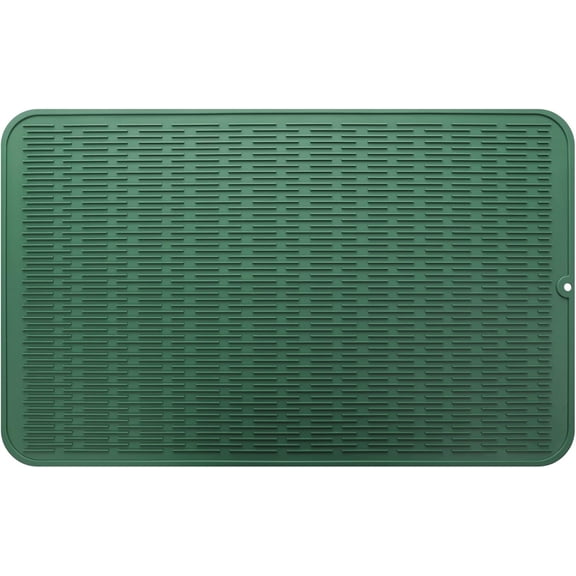 Silicone Dish Drying Mat for Multiple Usage,Easy clean,Eco-friendly,Heat-resistant Silicone Mat for Kitchen Counter or Sink,Refrigerator or Drawer liner Grey L 16 inches x 12 inches