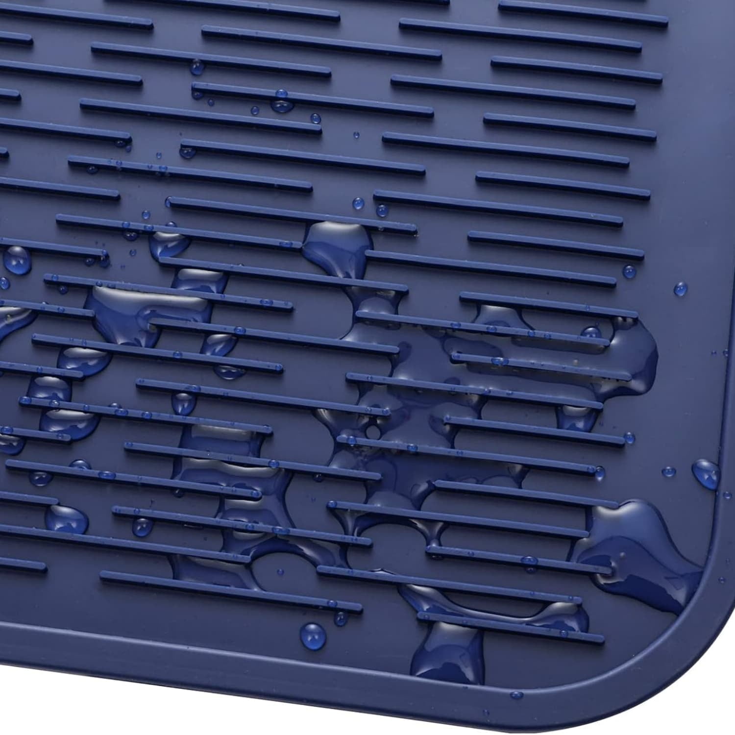 Silicone Dish Drying Mat for Multiple Usage,Easy clean,-friendly,Heat-resistant Silicone Mat for Kitchen Counter or Sink,Refrigerator or Drawer Liner Navy Blue 4XL 32 inches x 18 inches