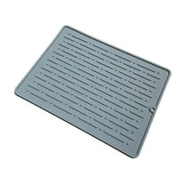 Silicone Dish Drying Mat for Multiple Usage, Non-Slip Drain Pad with Groove, Machine Washable, Heat Resistant Silicone Mat for Kitchen Counter, Bar or Sink