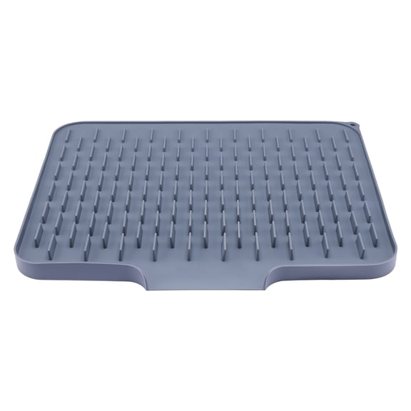 Silicone Dish Drying Mat for Kitchen Counter, Easy Clean Slope Design Kitchen Mat, Silicone Mat, Fits Under Dish Rack Gray 15.7*12.6*0.8 inch