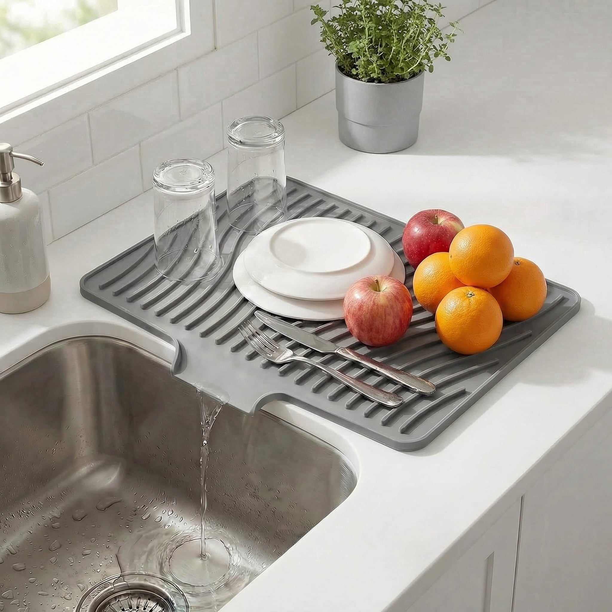 Silicone Dish Drying Mat for Kitchen Counter or Sink, Non-Slip Dish ...