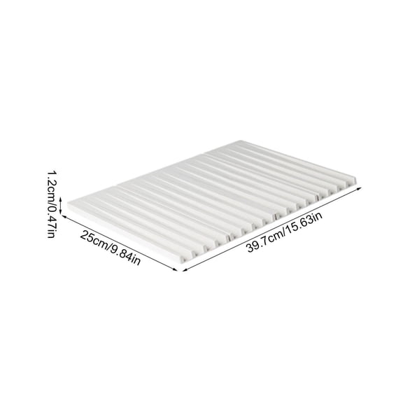 Silicone Dish Drying Mats, 16"L X 10"W Non-slip Drain Pad, Heat Resistant Stone Quick Drying Mat for Glasses and Flatware, Suitable for Any Kitchen Countertop,White