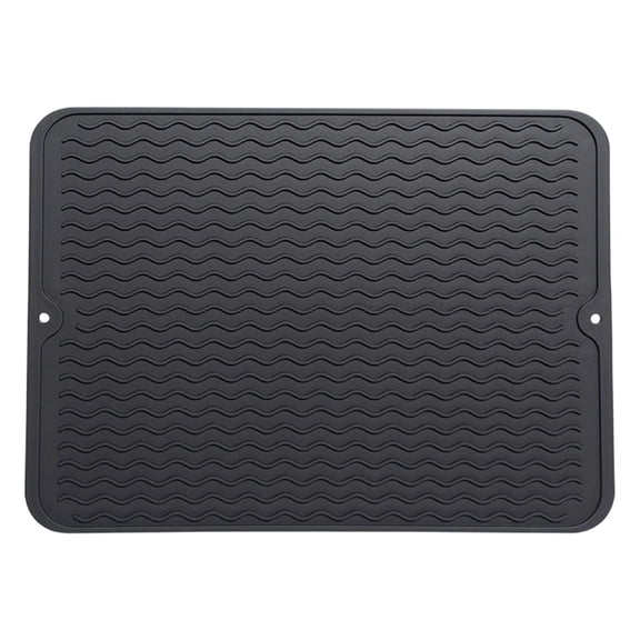 Silicone Dish Drying Mats, Flexible Kitchen Counter Sink Protector Mats Drawer Liners,Heat-Resistant 450°F Eco-Friendly Mats for Kitchen Counter Sink Refrigerator Drawer Heat Protection,Black