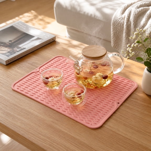 Silicone Dish Drying Mats for Kitchen Counter, Super Absorbent Drying Mat Over the Sink Dish Drying Rack, Easy Clean Dish Mat Kitchen Coffee Bar Home Accessories(2PCS)