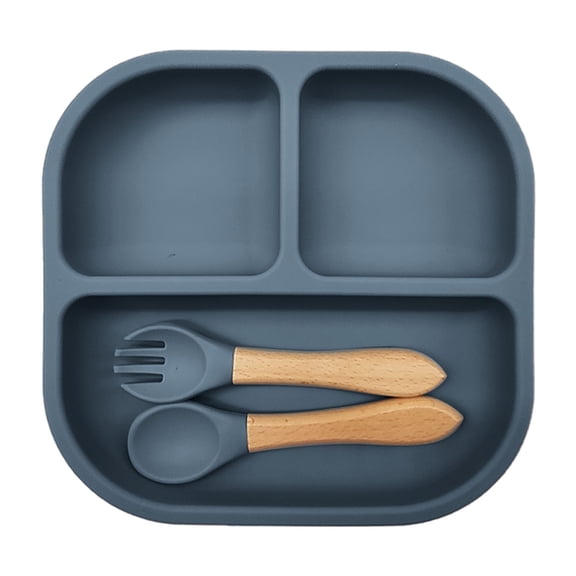 Silicone Divided Tableware Set with Utensil Holder Food Grade Serving Tray Durable for Kitchen Meals and Parties