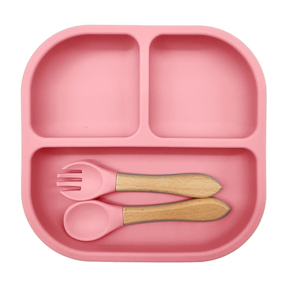 Silicone Divided Tableware Set with Utensil Holder Food Grade Serving Tray Durable for Kitchen Meals and Parties