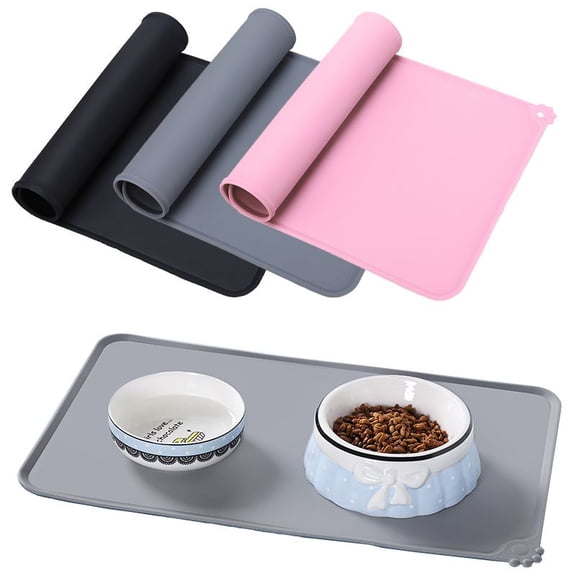Silicone Dog Cat Bowl Mat Non-Slip Pet Feeding Mat Waterproof Food Tray for Puppies and Dogs, Easy to Clean, Durable, Non-Toxic, Protects Floors from Spills