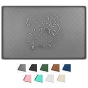 Silicone Dog Food Mat, Pet Placemat for Prevent Feeding Spills, Waterproof Dog Bowl Mats for Food and Water, Cat Food Mat for Pet Feeder, Gray