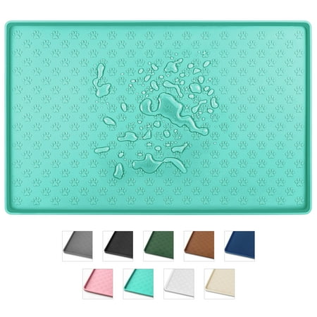 Silicone Dog Food Mat, Pet Placemat for Prevent Feeding Spills, Waterproof Dog Bowl Mats for Food and Water, Cat Food Mat for Pet Feeder, Green