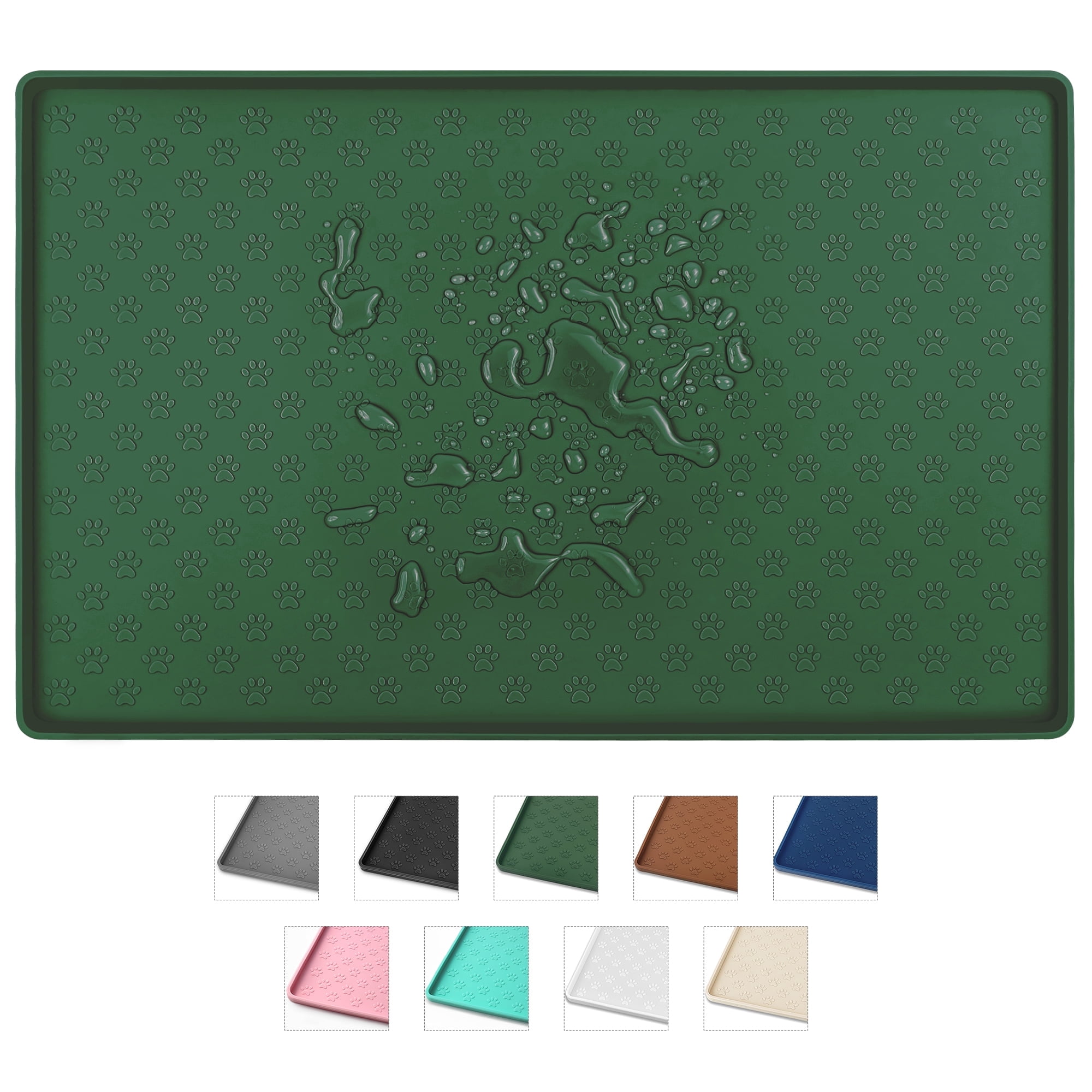 Ptlom Silicone Dog Food Mat, Waterproof Pet Placemat in Hunter Green ...