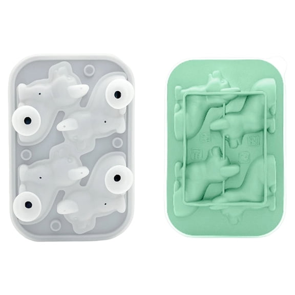 Silicone Dog Ice Cube Mold - 3D Corgi Shaped Ice Tray with Built-In Funnel for Whiskey & Cocktails, Easy Release Large Ice Maker, Green