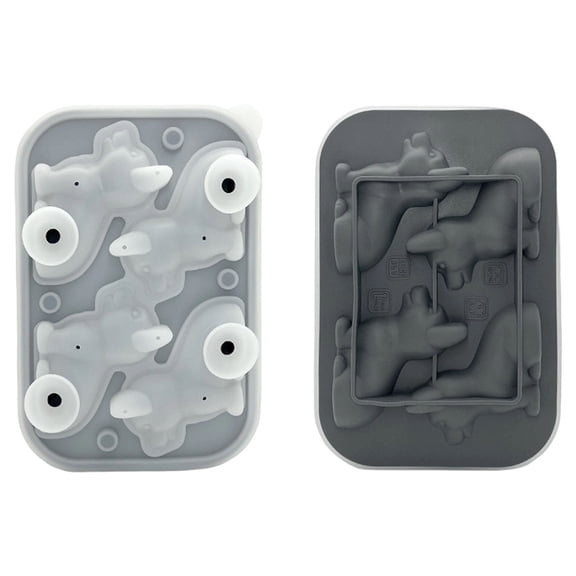 Silicone Dog Ice Cube Mold - 3D Corgi Shaped Ice Tray with Built-In Funnel for Whiskey & Cocktails, Easy Release Large Ice Maker, Grey